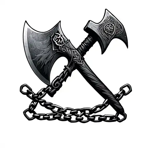 The Ax Of Perun On The Chain From The Collarbone To The Collarbone On The Chest