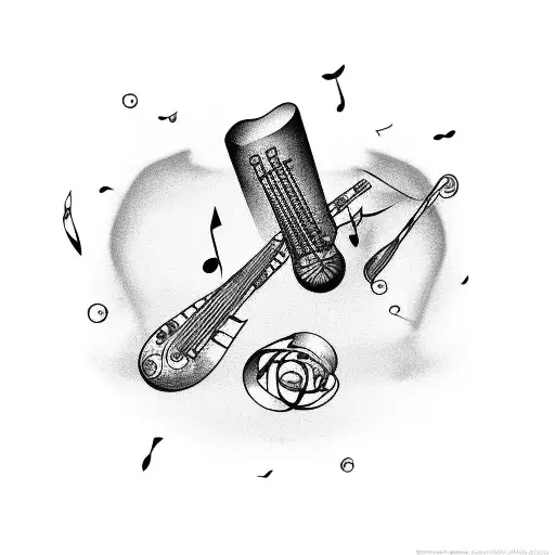 Drumsticks And Music Notes