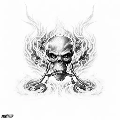 Grim Reaper Surrounded By Swirling Flames And Tormenting Souls