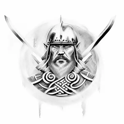 A Powerful Viking Warrior Adorned With Viking Rune