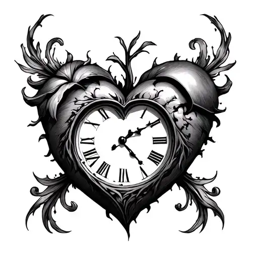 Heart And Clock Melded Together Symbolizing Life Cycle