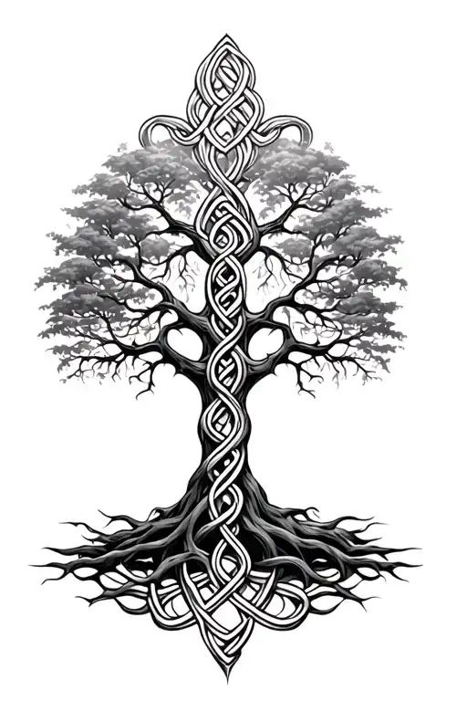 A Tree Weaved Out Of Celtic Knots