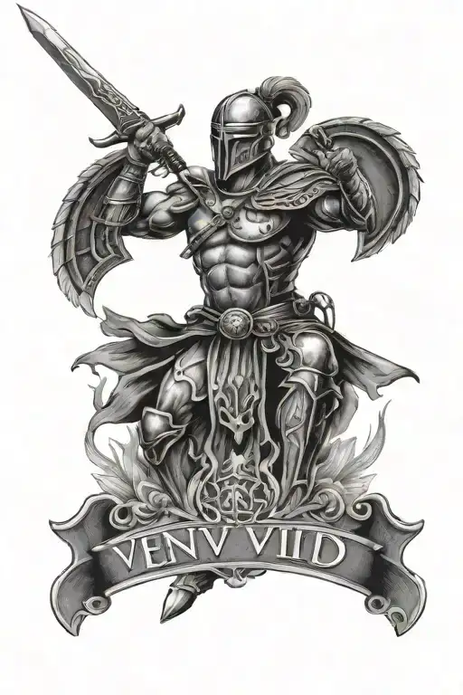 Veni Vidi Vici With Sword And Warrior