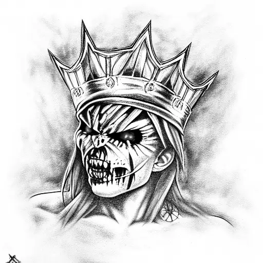 Iron Maiden Eddie With A Crown And Roses Around