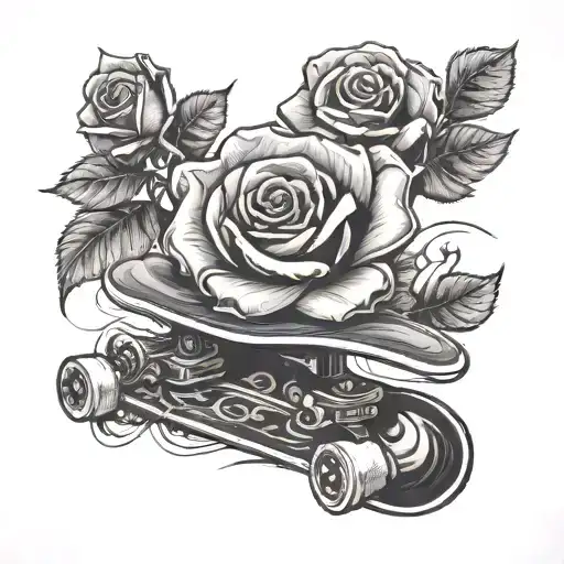 Skateboard With Rose Wrapped