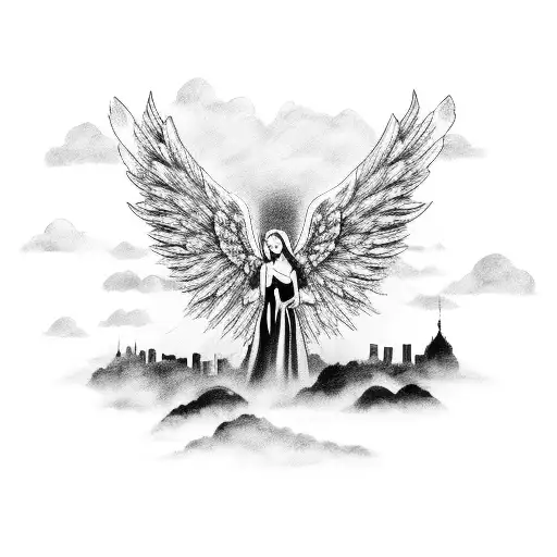 Angel Devil Wings With Hongkong Skyline