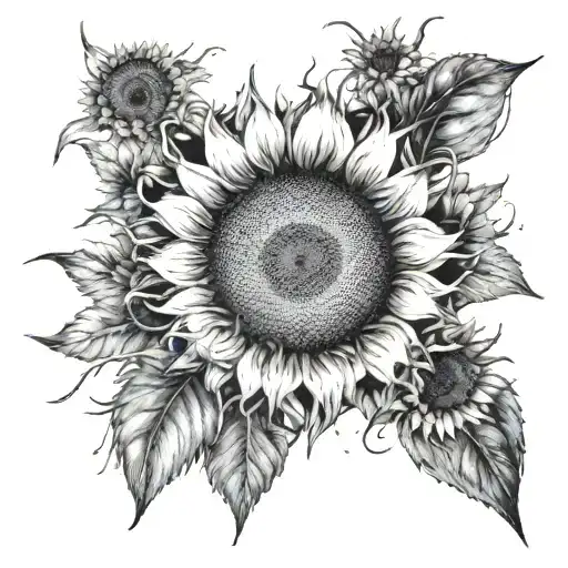 A Sunflower Field With Hidden Witchy Oddities Scattered Throughout