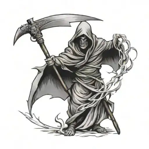 Slim Reaper Holding A Scythe