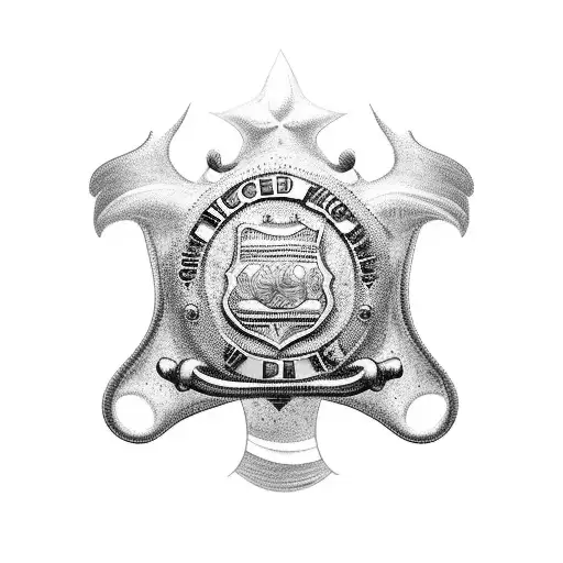 A Police Badge Intertwined With Vibrant Sea Creatures