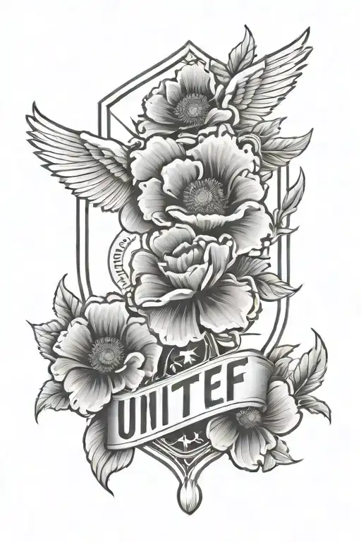 United States Air Force With Poppy Flower And Air Force Dog Tag Number