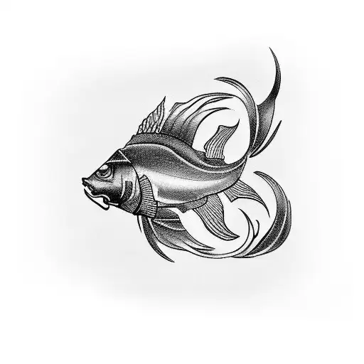 Design A Full Sleeve Tattoo With Coy Fish And Yakuza Motifs In A Black-grey Style