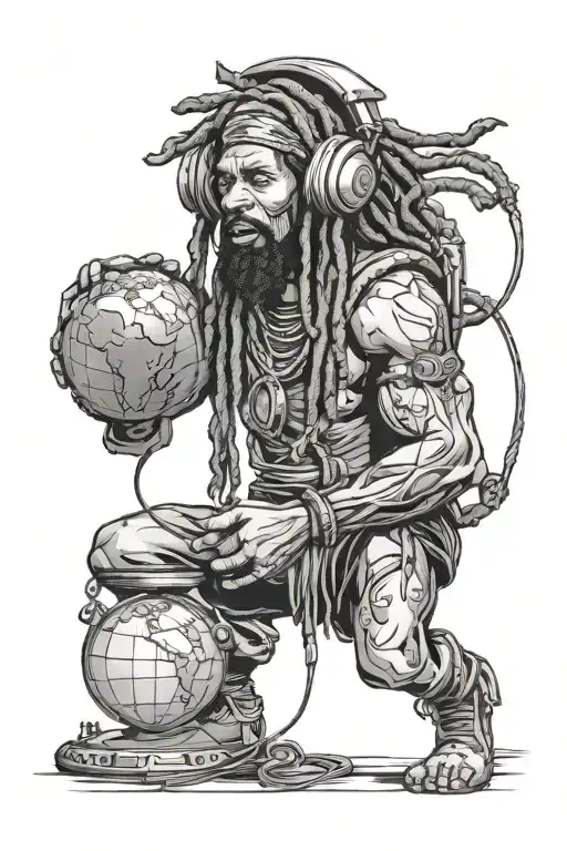 Rasta Atlas Holding The Globe Overhead Wired Headphones