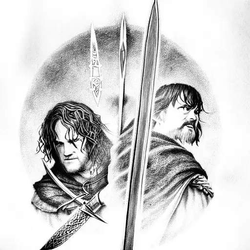 The Fellowship Of The Ring With Aragorns Sword
