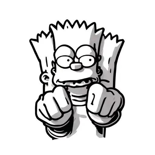 Gangster Bart Simpson 3 Fingers Holding