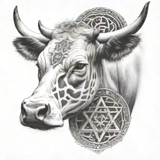 Cow With Nt And Star Of David Incorporated In Design No Spots