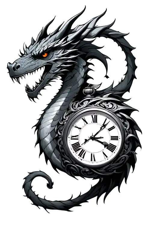 Drago Wrapped Around A Clock