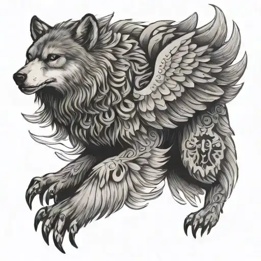 Wolf Eagle Flying Bear Standing
