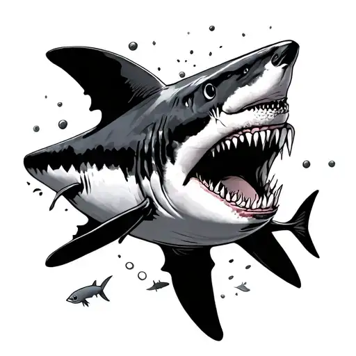 I Want A Shark Swimming While Other Fishes Are Getting Eaten