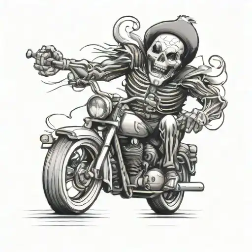 Skeleton Clown Riding Motor Bike