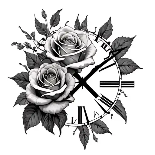 Roman Numerals And Roses Wrapped