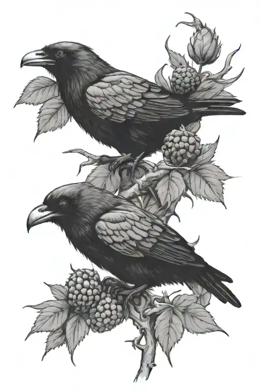 Two Headed Raven Raspberries Thorns