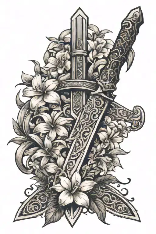 Kampilan Sword With Sampaguita Flowers