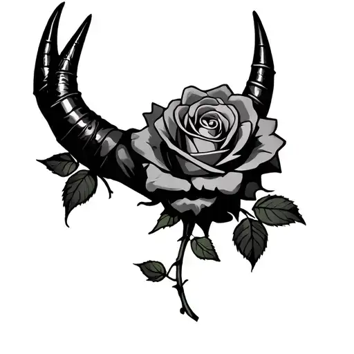 Devil Horns Hand Gesture With Rose Wrapped