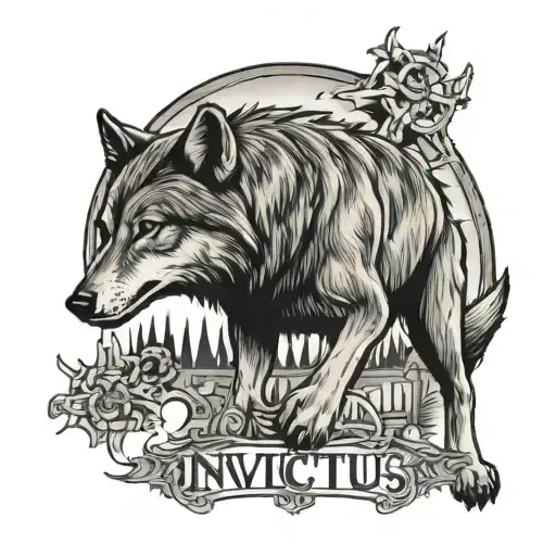 Wolf With Morior Invictus Text