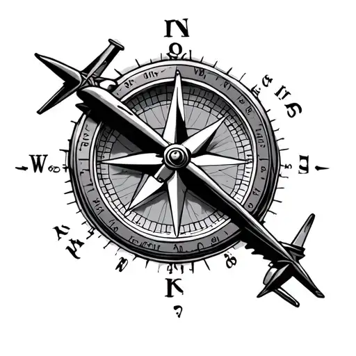 Compass And Plane Flying