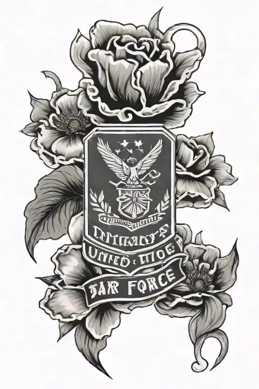 United States Air Force With Poppy Flower And Air Force Dog Tag Number