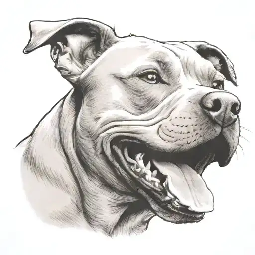 Tan And White Pit Bull With Tongue Out Slightly Longer Snout Like A Lab