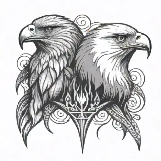 Human And Eagle Head