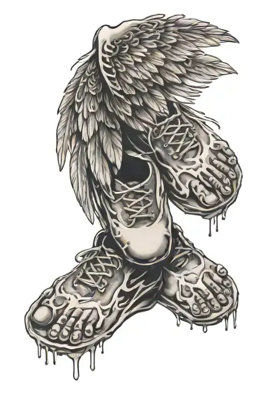 Baby Foot Prints With Wing Attached