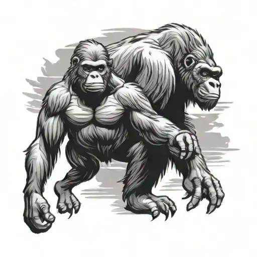 One Big Gorilla One Small Gorilla A Horse And Sasquatch