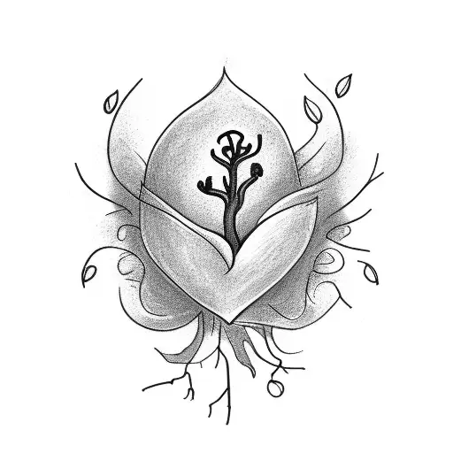 A Minimalist Line Drawing Of A Blooming Flower With Roots Spreading Into The Shape Of A Heart
