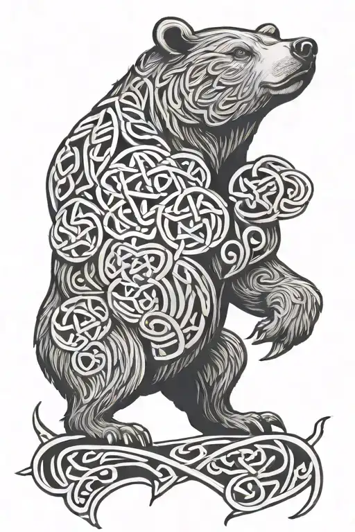 Celtic Knot Sleeve Tattoo Featuring A Bear Standing