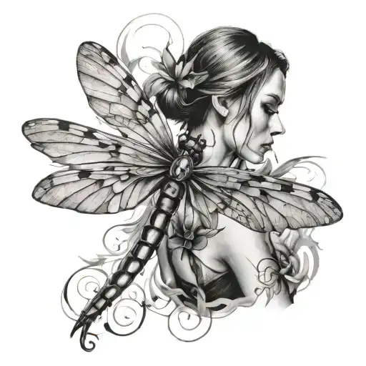 Female With Dragonfly Surrounded
