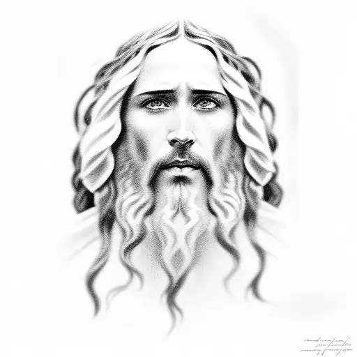 Portrait Of Jesus In Black And Grey Realism