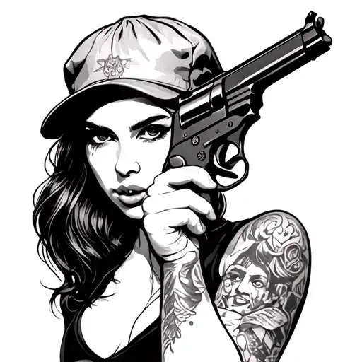Gangster Girl Holding Tommy Gun