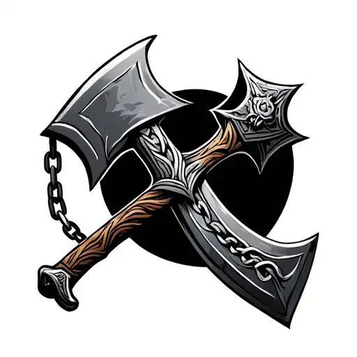 The Ax Of Perun On The Chain From The Collarbone To The Collarbone On The Chest