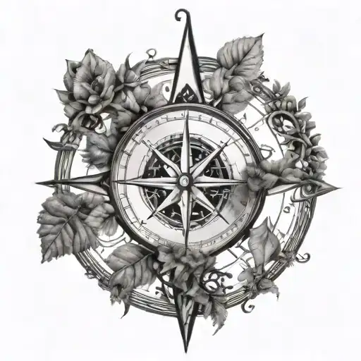 Compass Surrounded By Tree Of Life Intertwined Symbolizing