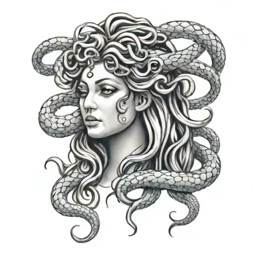 Medusa With Snakes And No Eyes Looking