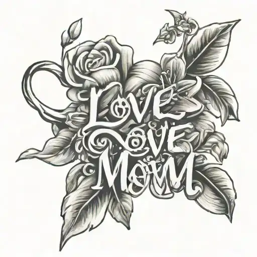 The Words Love Mom With Jasmin Flowers Intertwined