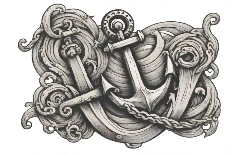 Anchor With Waves