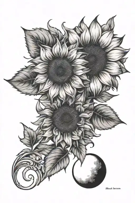 Sunflower And Moon Best Friends