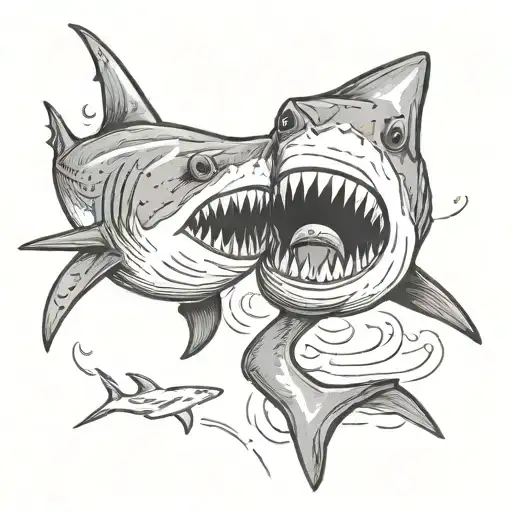 Shark Cute Couple Kissing