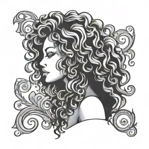 A Silhouette Half White Half Black With Curly Hair