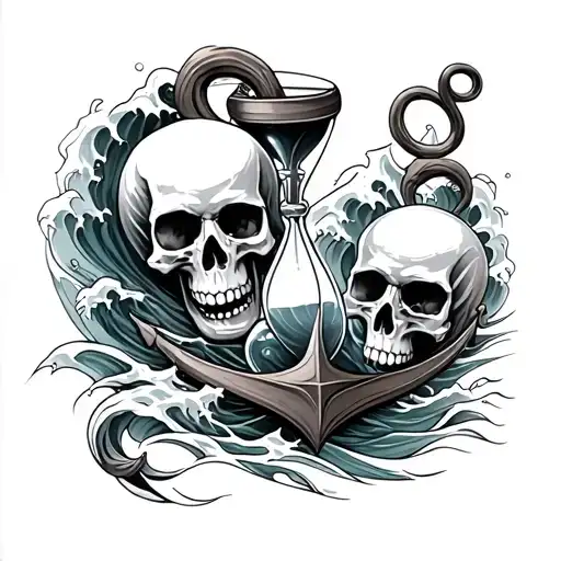 Anchor Skulls Hourglass Waves Crashing
