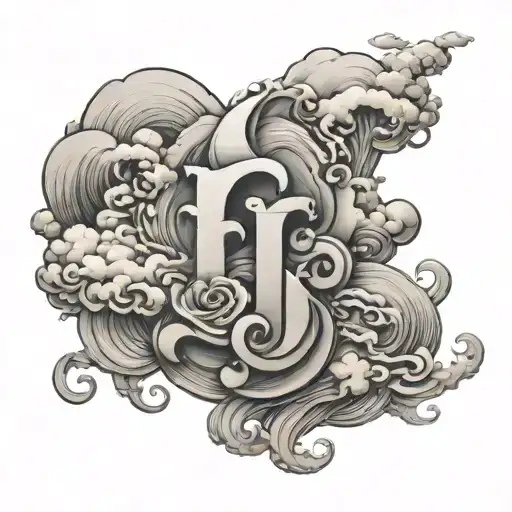 The Letters Foe Downward With Cloud Shading Around