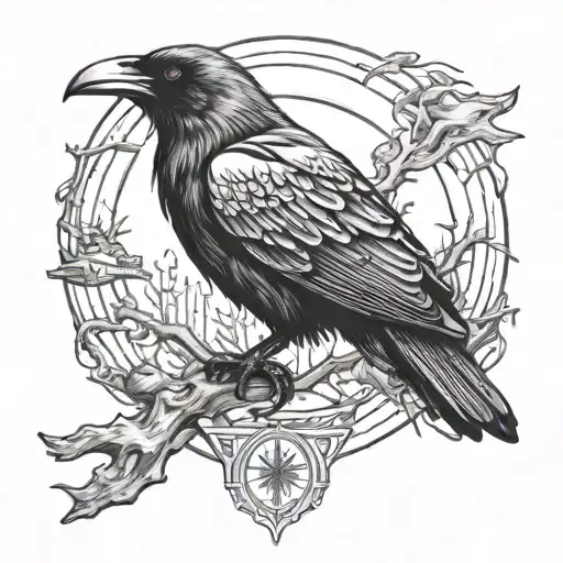 Hugin Munin Chest Tattoo Raven